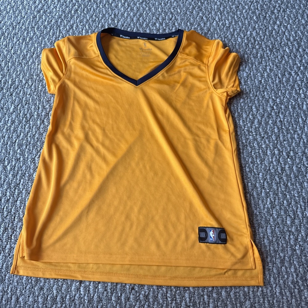 NBA Mens Fanatics Fast Break V-Neck Jersey Yellow w/ Blue Trim. Size Med NWT